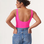 Women's Square Neck Bodysuit Glitter Rose
