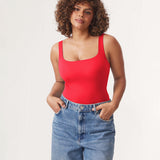 Women's Square Neck Bodysuit Bright Red