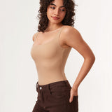 Women's Square Neck Bodysuit Warm Beige