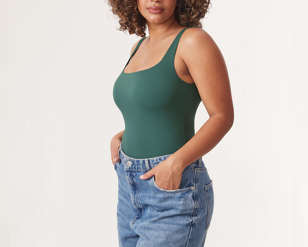 Women's Square Neck Bodysuit Midnight Emerald