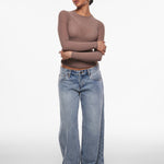 INLYRIC Women's Cosnufy® Mesh Sheer Long Sleeve Top Brown Purple