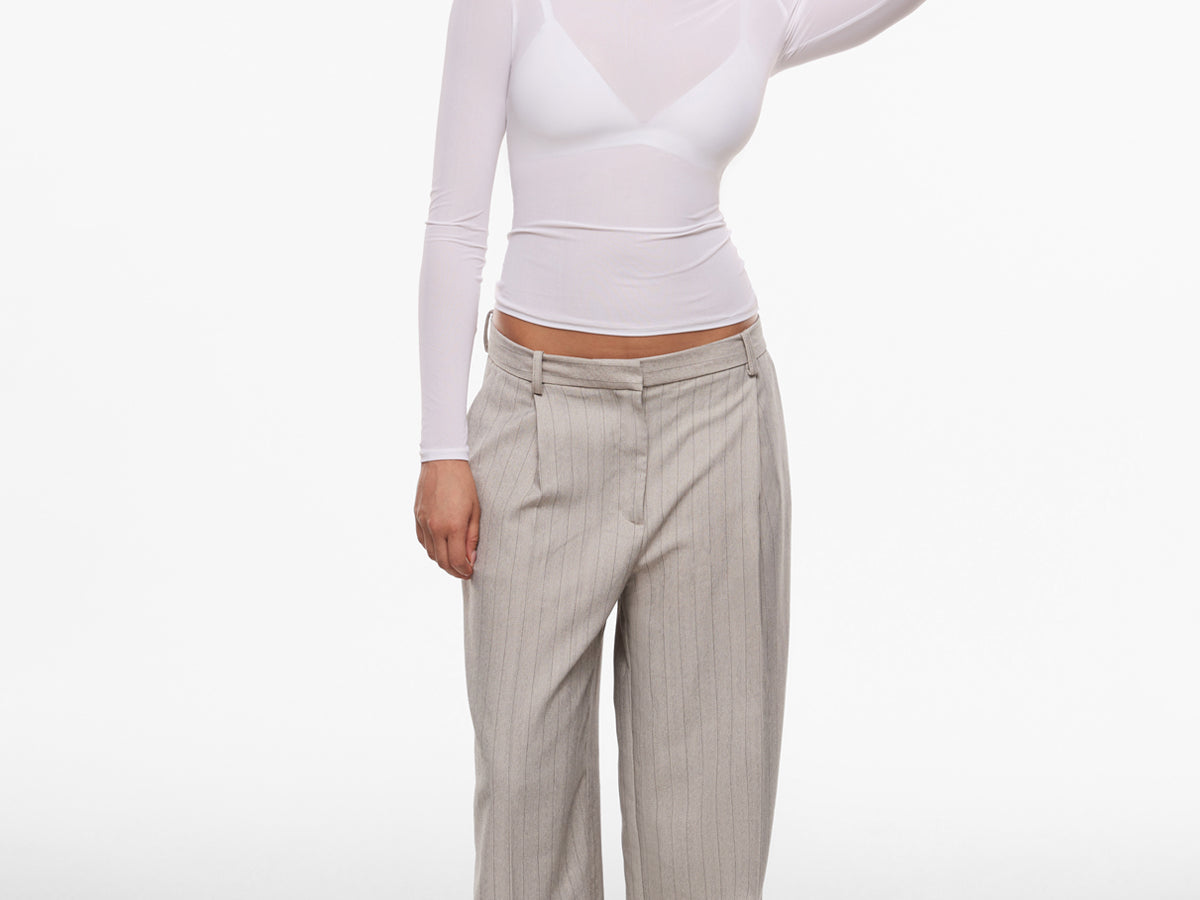 INLYRIC Women's Cosnufy® Mesh Sheer Long Sleeve Top Snow White