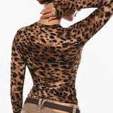 INLYRIC Women's Cosnufy® Mesh Sheer Long Sleeve Top Wildland Leopard
