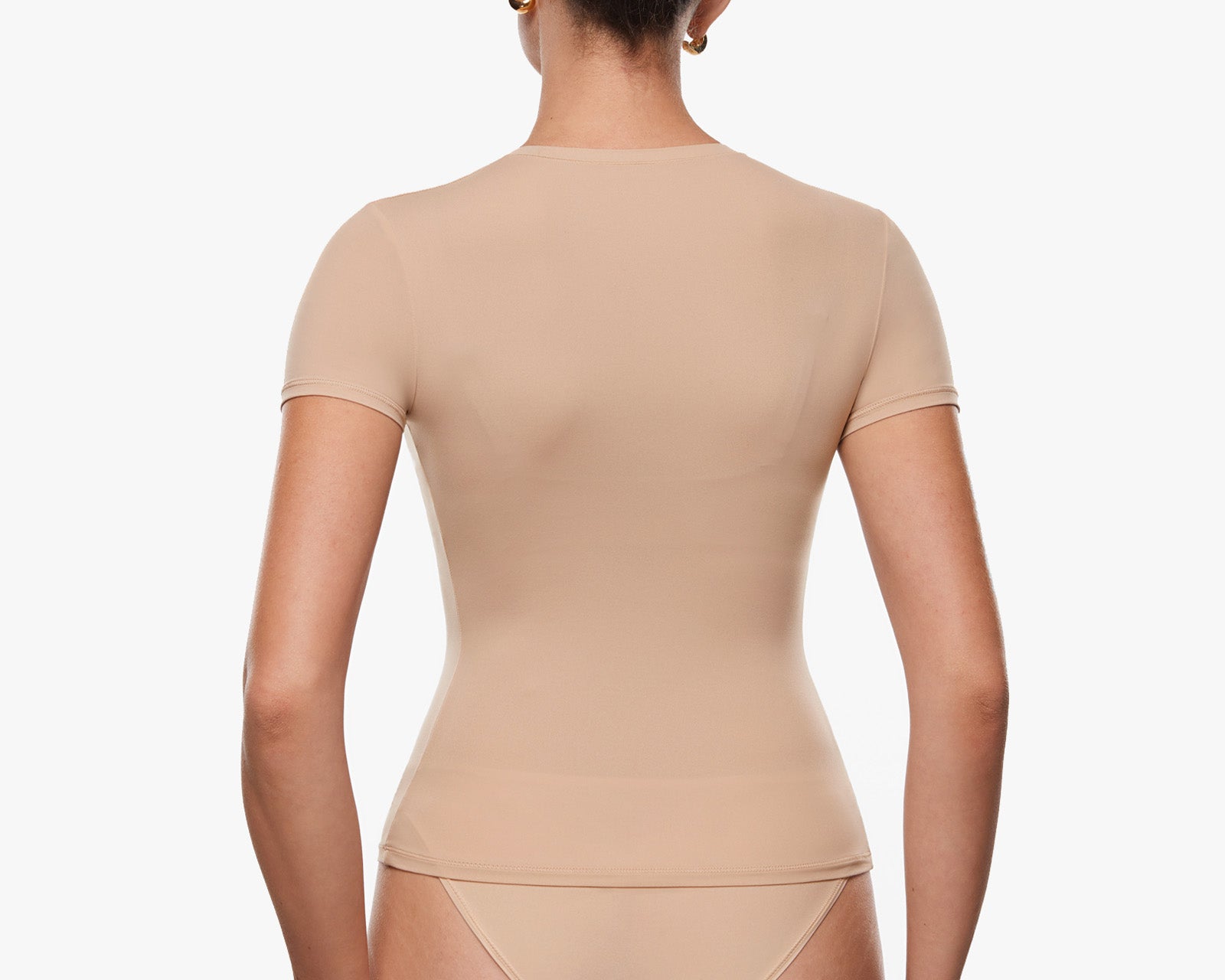Women's Single Layer Basic Short Sleeve Top - Crew Neck Wheat Beige