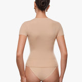 Women's Single Layer Basic Short Sleeve Top - Crew Neck Wheat Beige
