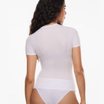 Women's Single Layer Basic Short Sleeve Top - Crew Neck Snow White