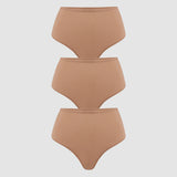 Women's Cozy High Waisted Thongs 3 Pack Gravel (3pack)