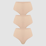 Women's Cozy High Waisted Thongs 3 Pack Wheat (3pack)