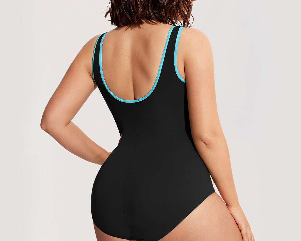 Women's Zipper One Piece Swimsuit Multi Color #3