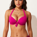 Women's Halter Push Up Bikini Top Granita Pink @model_info:ES1