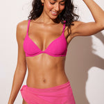 Women's Ribbed Plunge Bikini Top Rose Violet @model_info:ES1