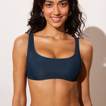 Women's Ribbed Scoop Neck Bikini Top Insignia Blue @model_info:ES1