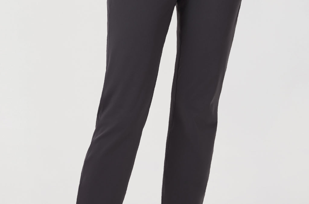 Women's Stretch Drawstring 7/8 Pants with Pockets 27'' Coffee Brown