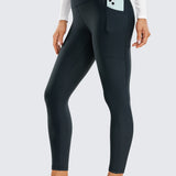 CRZ YOGA Women's Fleece Lined Leggings with Pockets 25'' Melanite