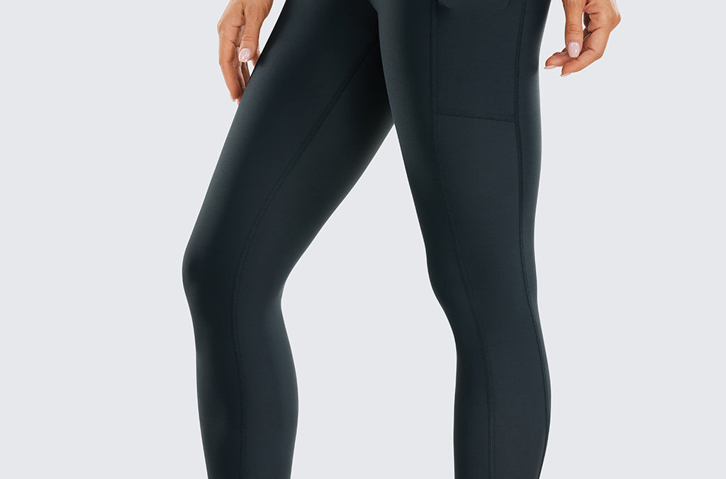 CRZ YOGA Women's Fleece Lined Leggings with Pockets 25'' Melanite