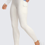 CRZ YOGA Women's Fleece Lined Leggings with Pockets 25'' Melanite