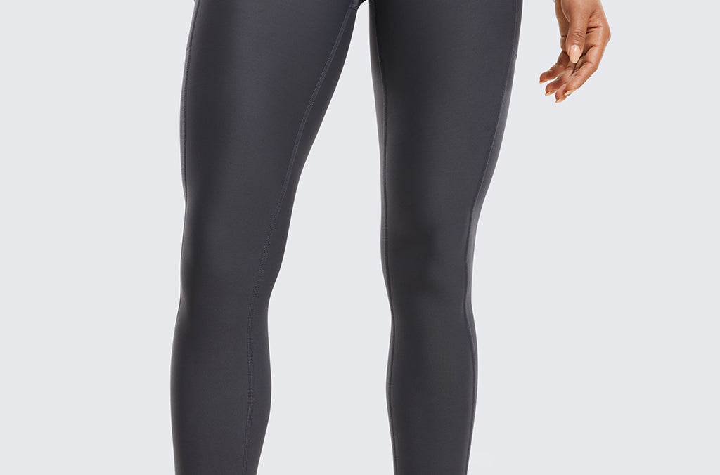 CRZ YOGA Women's Fleece Lined Leggings with Pockets 25'' Mysterious Grey