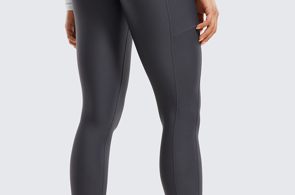 CRZ YOGA Women's Fleece Lined Leggings with Pockets 25'' Mysterious Grey