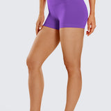 CRZ YOGA Women's Yoga High Rise Booty Butterluxe Biker Shorts 2.5'' Milky White