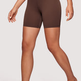 CRZ YOGA Women's Yoga High Rise Biker Shorts Butterluxe Shorts 6'' Dark Grey Camouflage 2