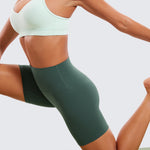 CRZ YOGA Women's Yoga High Rise Biker Shorts Butterluxe Shorts 6'' Dark Forest Green