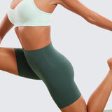 CRZ YOGA Women's Yoga High Rise Biker Shorts Butterluxe Shorts 6'' Dark Forest Green