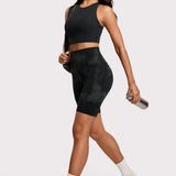 CRZ YOGA Women's Yoga High Rise Butterluxe Long Biker Shorts 8'' Black