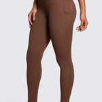 CRZ YOGA Womens Butterluxe Pockets Workout Leggings 28" Coffee Brown