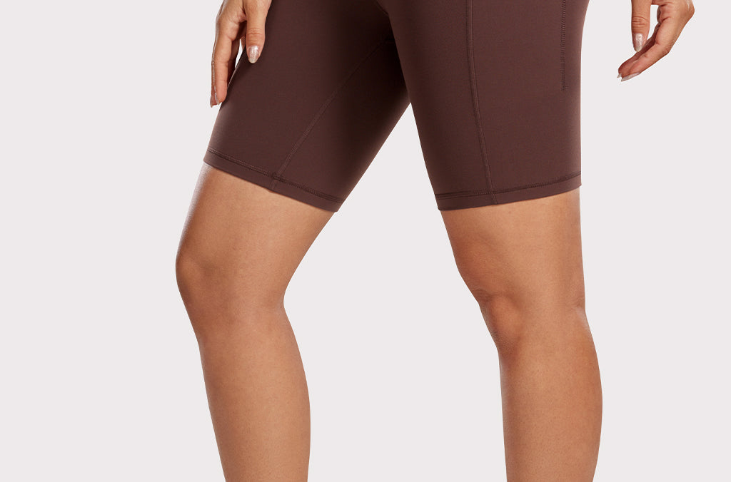 CRZ YOGA Women's Stretchy Pockets Shorts 8" Taupe