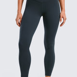 CRZ YOGA Women's High Rise Butterluxe Yoga Leggings 25'' V Cross Waist Hibiscus Purple