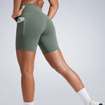 CRZ YOGA Women's Fast Dry Athletic Shorts 6" with Pockets Grey Sage