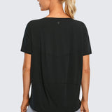 Women's Pima Cotton Boat Neck Short Sleeves Shirts White Opal