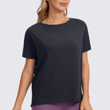 Women's Pima Cotton Boat Neck Short Sleeves Shirts White