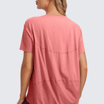 Women's Pima Cotton Boat Neck Short Sleeves Shirts Briar Rose