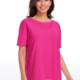 Women's Pima Cotton Boat Neck Short Sleeves Shirts Briar Rose