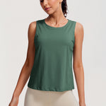 Women's Pima Cotton Cropped Tank Top Graphite Green