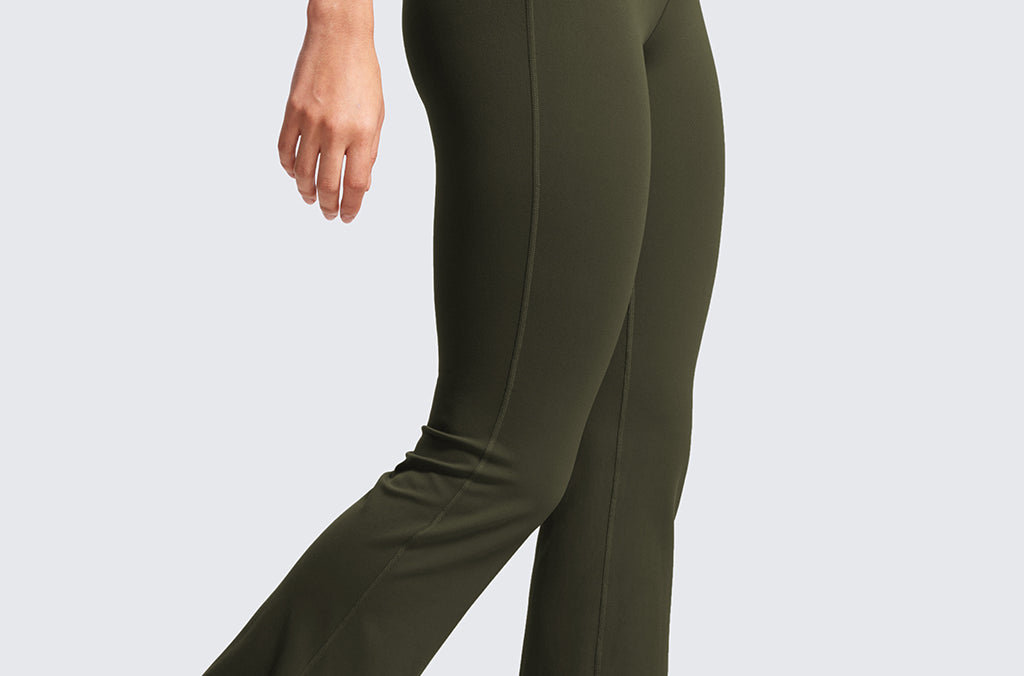 CRZ YOGA Women's High Waist Flare Leggings 30.5" Olive Green