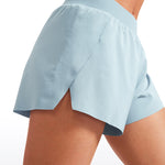 CRZ YOGA Women's Running Feathery-Fit Soft Spilt Quick Dry Lined Shorts Blue Linen