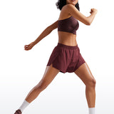 CRZ YOGA Women's Running Feathery-Fit Soft Spilt Quick Dry Lined Shorts Red Merlot
