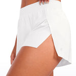 CRZ YOGA Women's Running Feathery-Fit Soft Spilt Quick Dry Lined Shorts White