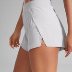 CRZ YOGA Women's Running Feathery-Fit Soft Spilt Quick Dry Lined Shorts Platinum Grey