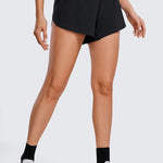 CRZ YOGA Women's Mid Waisted Dolphin Shorts 4" Hibiscus Purple