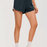 CRZ YOGA Women's Mid Waisted Dolphin Shorts 4" Black