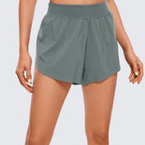 CRZ YOGA Women's Mid Waisted Dolphin Shorts 4" White