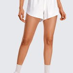 CRZ YOGA Women's Mid Waisted Dolphin Shorts 4" Black