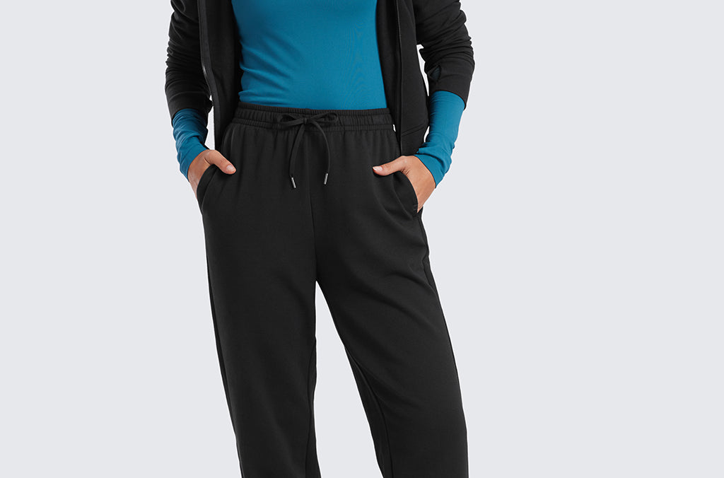 CRZ YOGA Women's Cotton Fleece Joggers with Pockets 28" Ink Blue