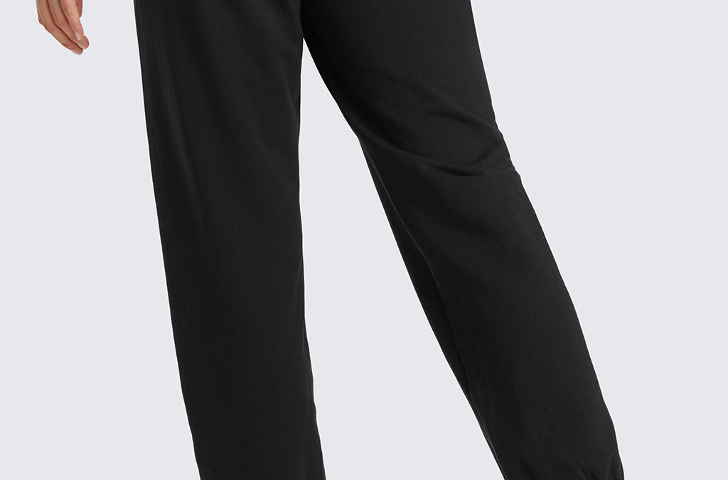 CRZ YOGA Women's Cotton Fleece Joggers with Pockets 28" Black