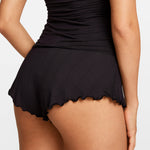 SOULVOR Fold Over Pleated Sleep Shorts Black