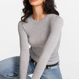 SOULVOR Long Sleeve Crew Neck T-Shirt Moon Heather Grey