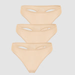 Women's Stretchy Low Rise Thongs 3 Pack Beige (3pack)